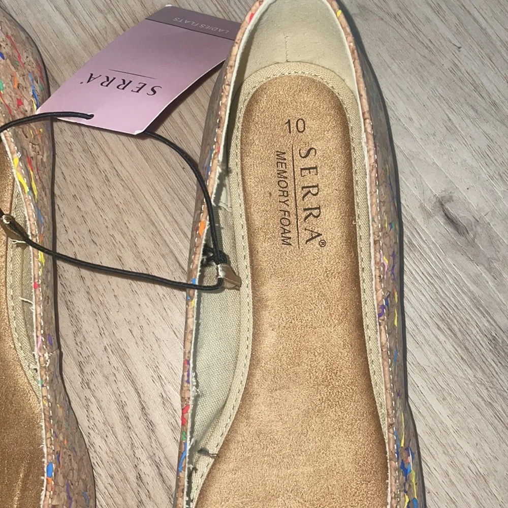 Lilly and Dan splattered painted cork shoes tan size 13